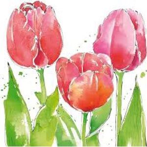 PPD PINK TULIPS Paper Napkins Decorative Decoupage Journaling Scrapbooking
